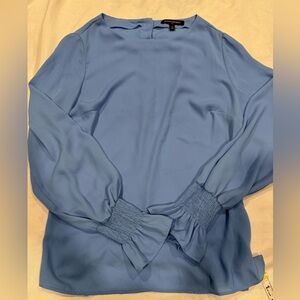 Banana Republic Blue Cottagecore Smocked Sleeve Blouse Small